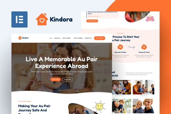 Kindora 1.0 – Au Pair Elementor Template Kit