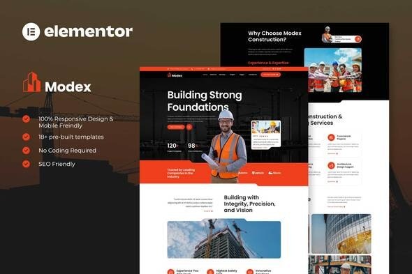 Modex 1.0 – Construction & Building Services Elementor Template Kit