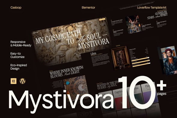 Mystivora 1.0 – Modern Mystical Astrology & Horoscope Elementor Template Kit