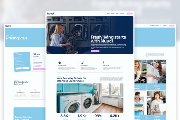 Nuuci 1.0 – Modern Fresh Laundry Service Elementor Template Kit