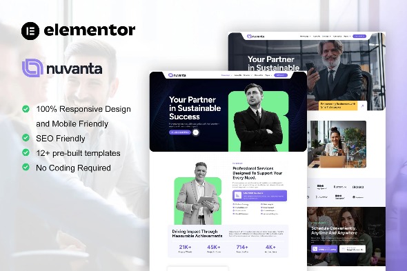Nuvanta  – Business Coach & Consulting Elementor Pro Template Kits