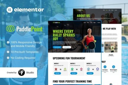 PaddlePoint - Paddle Gear & Court Booking Elementor Template Kit