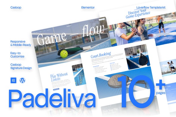 Padeliva 1.0 – Modern Sporty Padel & Tennis Elementor Template Kit