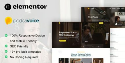 PodcaVoice - Podcaster & Streaming Elementor Template Kit