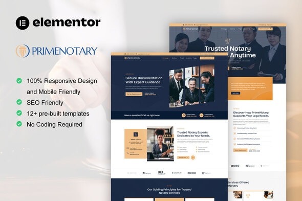 PrimeNotary 1.0 – Notary Public & Legal Services Elementor Pro Template Kit