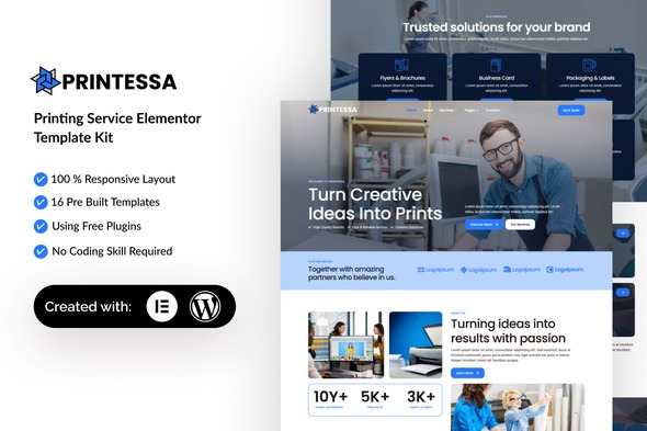 Printesa 1.0 – Printing Services Elementor Template Kit