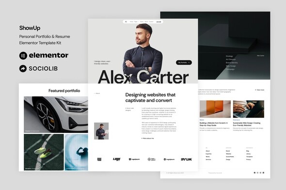 ShowUp 1.0 – Personal Portfolio & Resume Elementor Template Kit