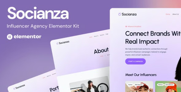 Socianza 1.0 – Influencer Agency Elementor Template Kit