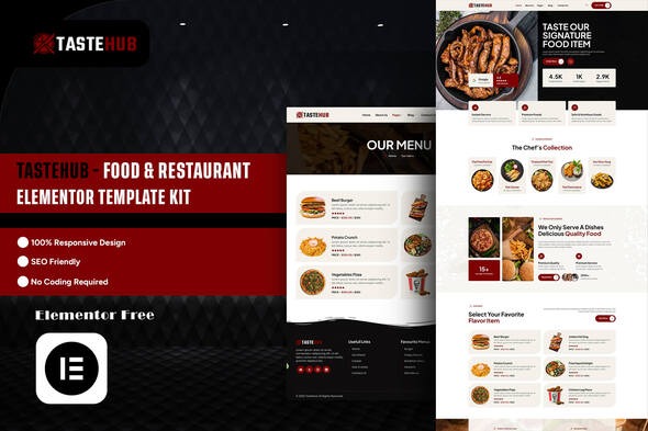 Tastehub 1.0 – Food & Restaurant Elementor Template Kit