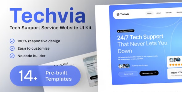Techvia 1.0 – Tech Support Service Elementor Template Kit