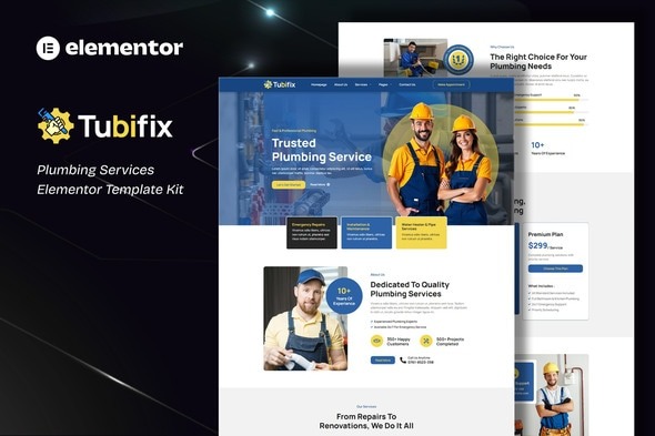Tubifix 1.0 – Plumbing Services Elementor Template Kit