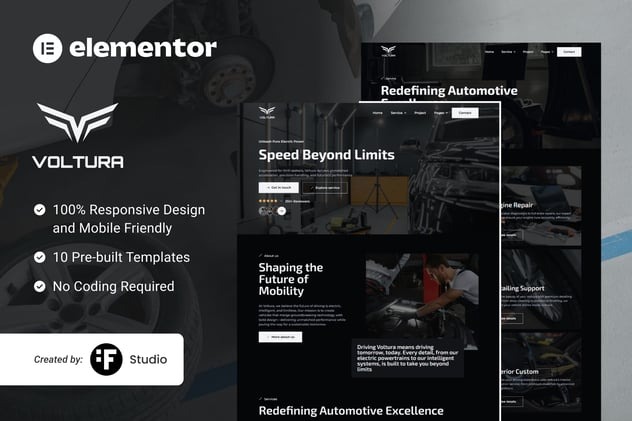 Voltura 1.0 – Automotive Car Services Elementor Template Kit