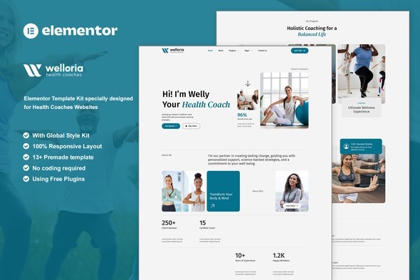 Welloria 1.0 – Health Coaches Elementor Template Kit