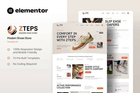 Zteps 1.0 – Modern Shoes Store Elementor Template Kit