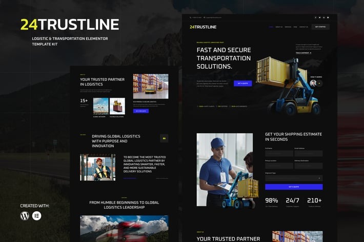 24TrustLine 1.0 – Logistic & Transportation Elementor Template kit