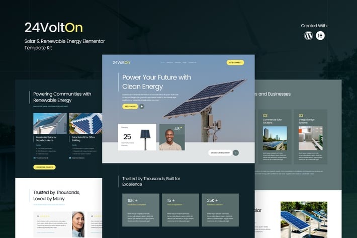 24Volton 1.0 – Solar & Renewable Energy Elementor Template Kit