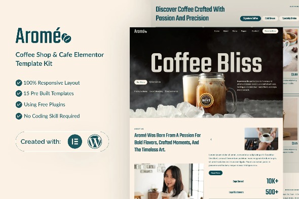 Arome  – Coffee Shop & Cafe Elementor Template Kits