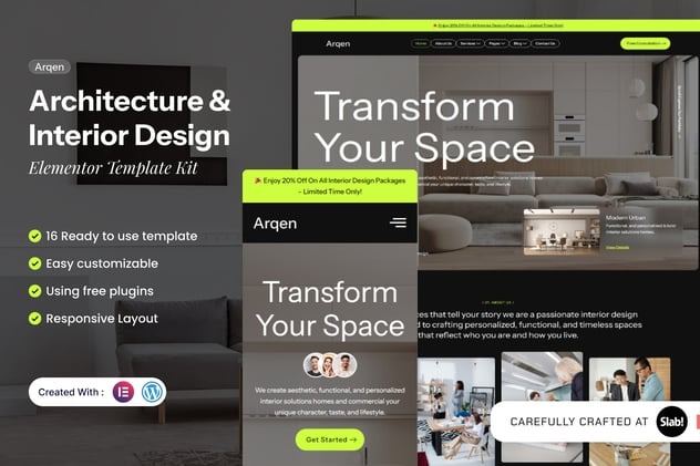 Arqen 1.0 – Architecture & Interior Design Elementor Template Kit
