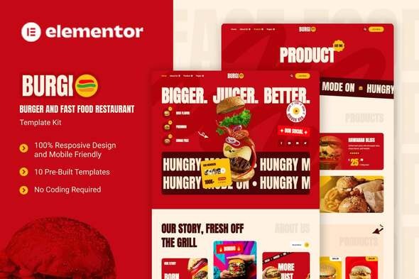 Burgio 1.0 – Burger & Fast Food Restaurant Elementor Template Kit
