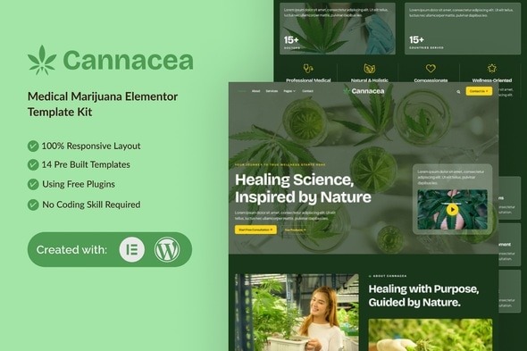 Cannacea 1.0 – Medical Marijuana Elementor Template Kit