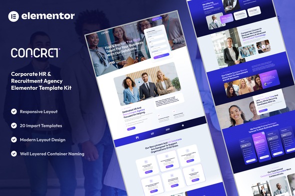 Concret 1.0 – Corporate HR & Recruitment Agency Elementor Template Kit