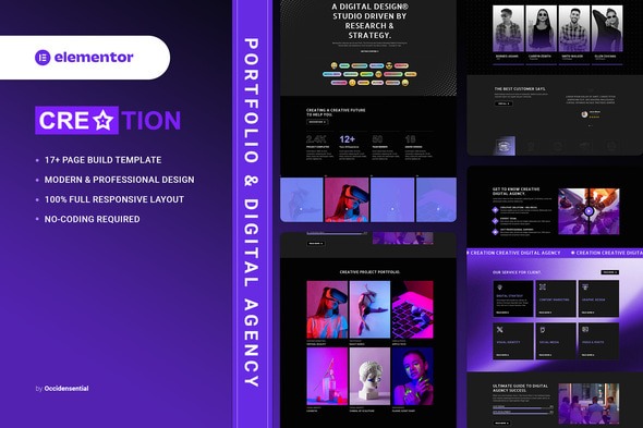 Creation 1.0 – Portfolio & Digital Agency Elementor Template Kit