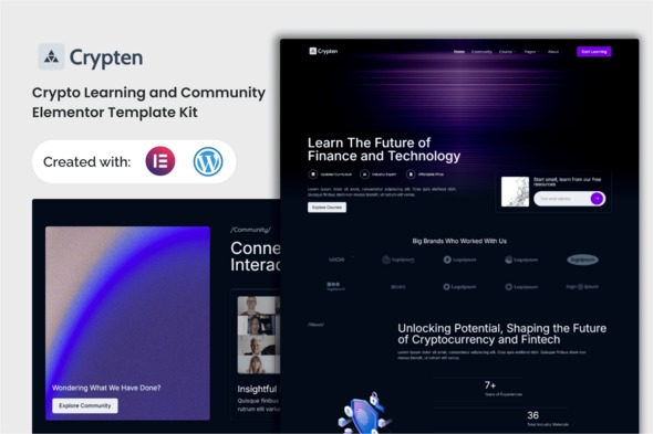 Crypten 1.0 – Crypto Learning and Community Elementor Template Kit