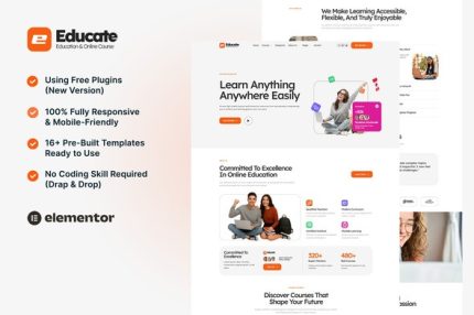 Educate - eLearning & Course Elementor Template Kit