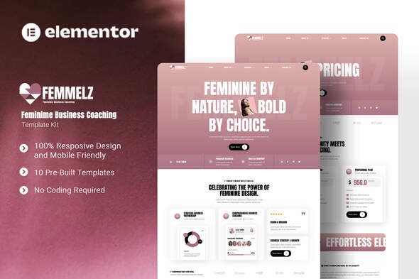 Femmelz 1.0 – Feminime Business Coaching Elementor Template Kit