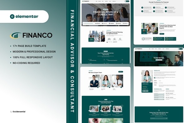 Financo 1.0 – Financial Advisor & Consultant Elementor Template Kit