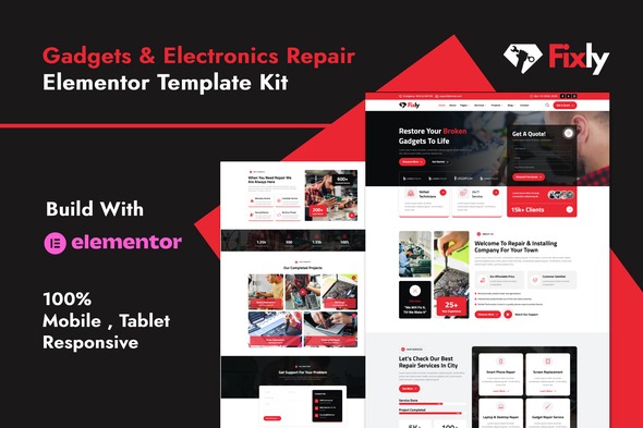 Fixly 1.0 – Electronics & Gadgets Repair Services Elementor Template Kit