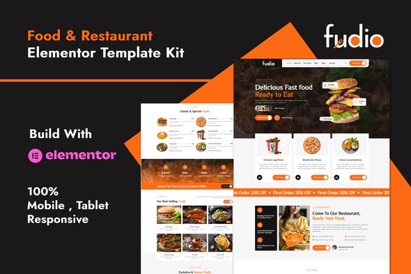 Fudio 1.0 – Food & Restaurant Elementor Template Kit