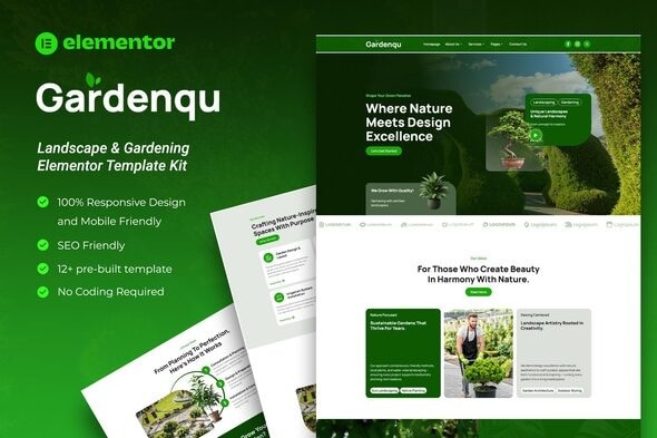 Gardenqu 1.0 – Landscape & Gardening Elementor Template Kit