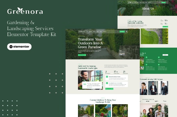 Greenora  – Gardening & Landscaping Services Elementor Pro Template Kits