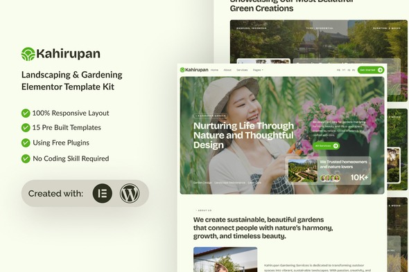 Kahirupan 1.0 – Landscape & Gardening Elementor Template Kit