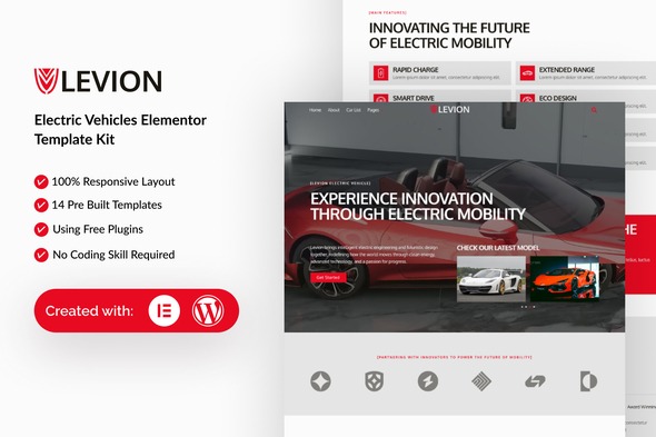 Levion 1.0 – Electric Vehicle Elementor Template Kit