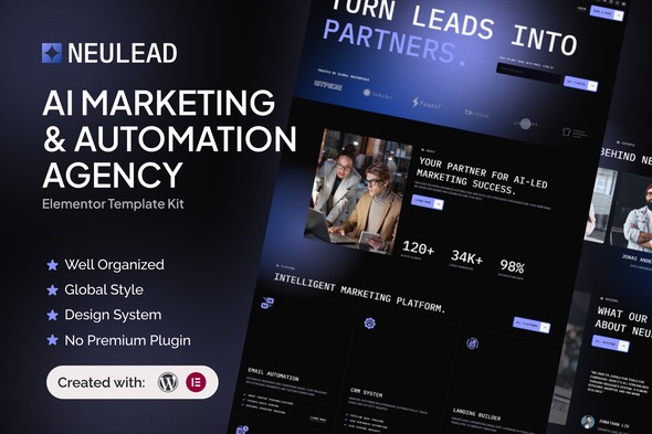 Neulead 1.0 – AI Marketing & Automation Agency Elementor Template Kit
