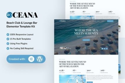 Oceana - Beach Club Lounge Bar & Resort Elementor Template Kit