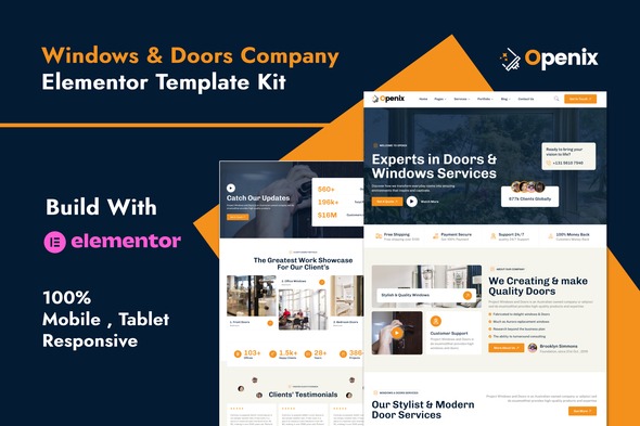 Openix 1.0 – Windows & Doors Company Elementor Template Kit