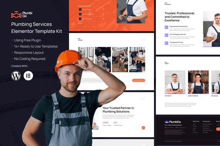 PlumbiGo 1.0 – Plumbing Services Elementor Template Kit