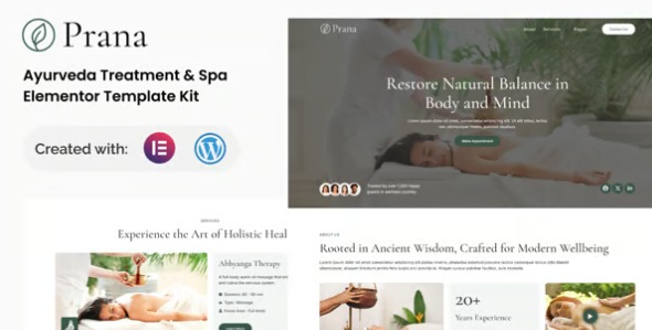 Prana 1.0 – Ayurveda Treatment & Spa Elementor Template Kit