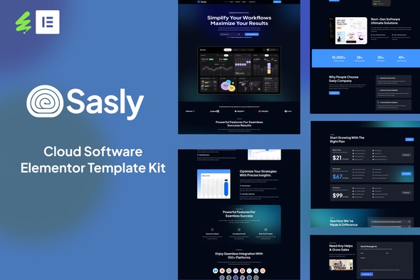 Sasly 1.0 – Cloud Software Agency Elementor Template Kit