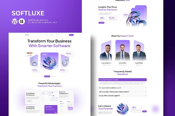 Softluxe  – Software & Saas Elementor Template Kits