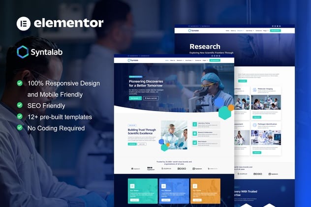 SyntaLab 1.0 – Science Research & Laboratory Elementor Template Kit