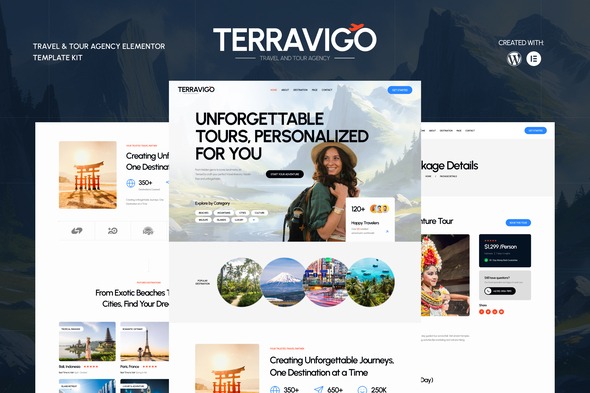 TerraviGo 1.0 – Modern Travel & Tour Agency Elementor Template kit