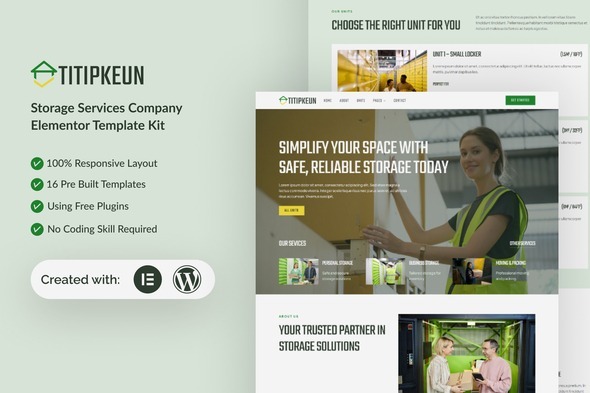Titipkeun 1.0 – Storage Service Company Elementor Template Kit
