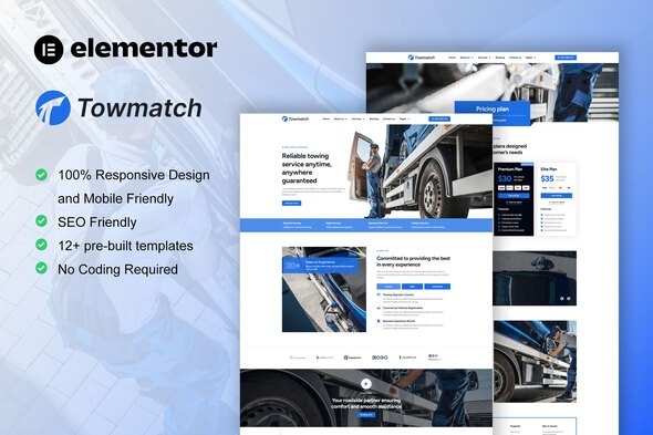 TowMatch 1.0 – Towing Services Elementor Pro Template Kit