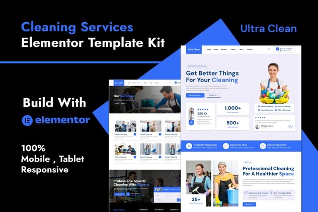 Ultraclean 1.0 – Cleaning Services Elementor Template Kit