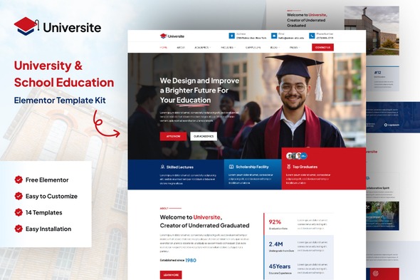 Universite 1.0 – University & School Education Elementor Template Kit