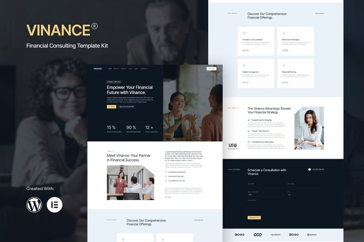 Vinance 1.0 – Financial Consulting Elementor Template Kit